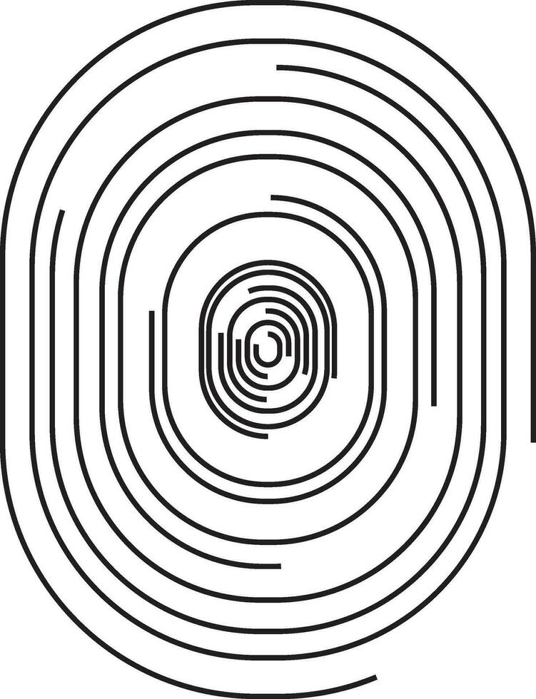 macro do impressão digital ícone vetor ilustração. polegar placa do símbolo marca de dedo Preto linhas