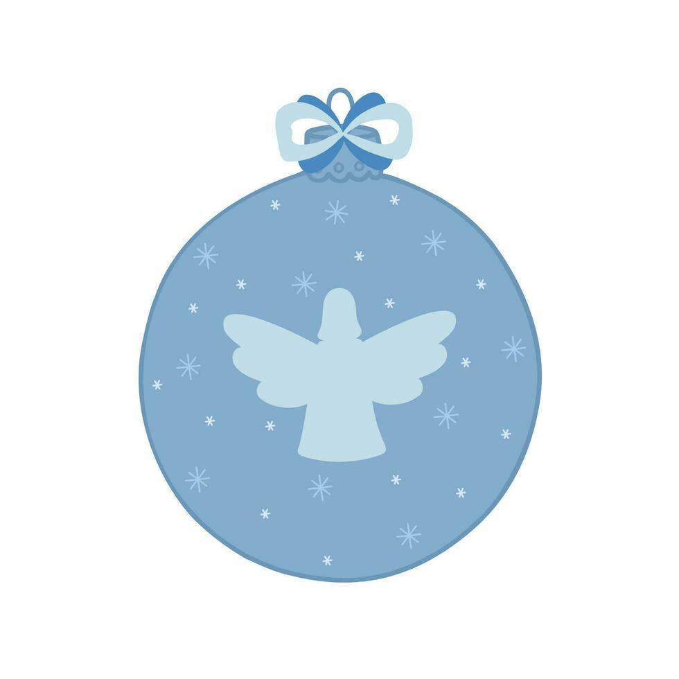 Natal árvore decoração com fita arco e anjo mão desenhado dentro simples desenho animado estilo vetor ilustração para inverno feriados sazonal cumprimento cartões, convites, bandeiras, decoração, bastão