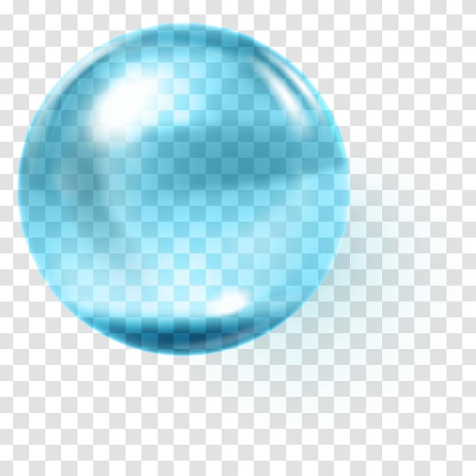 esfera de vidro azul realista esfera azul transparente vetor