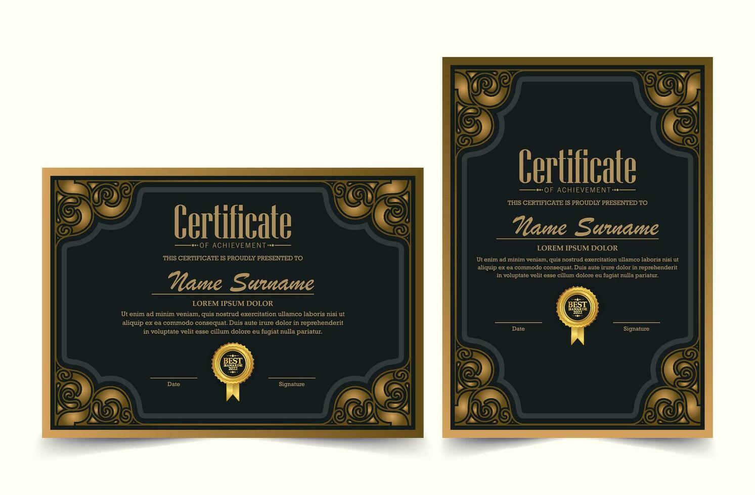luxo certificado do realização melhor prêmio diploma vetor