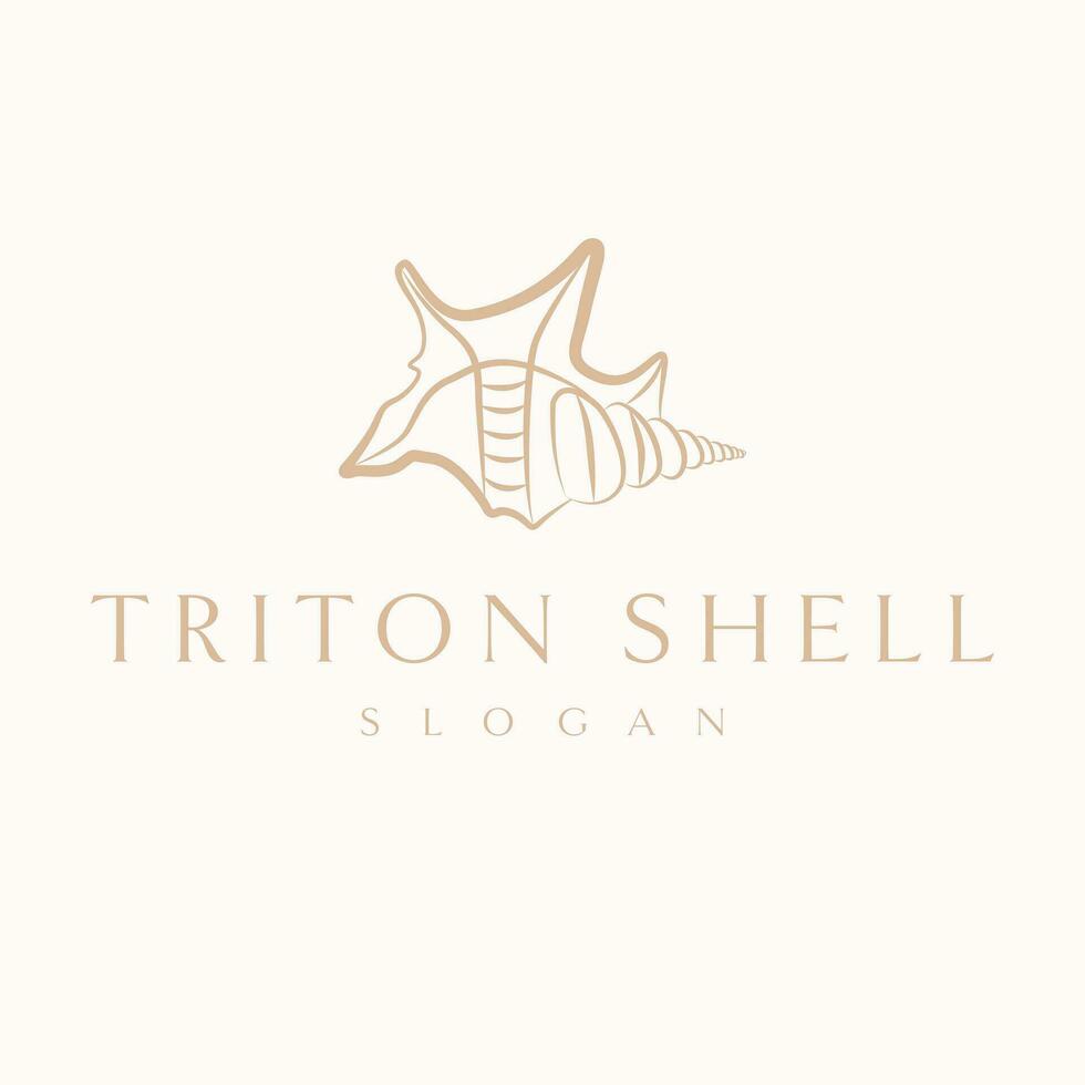 triton Concha vetor logotipo Projeto. boêmio viagem logotipo modelo.