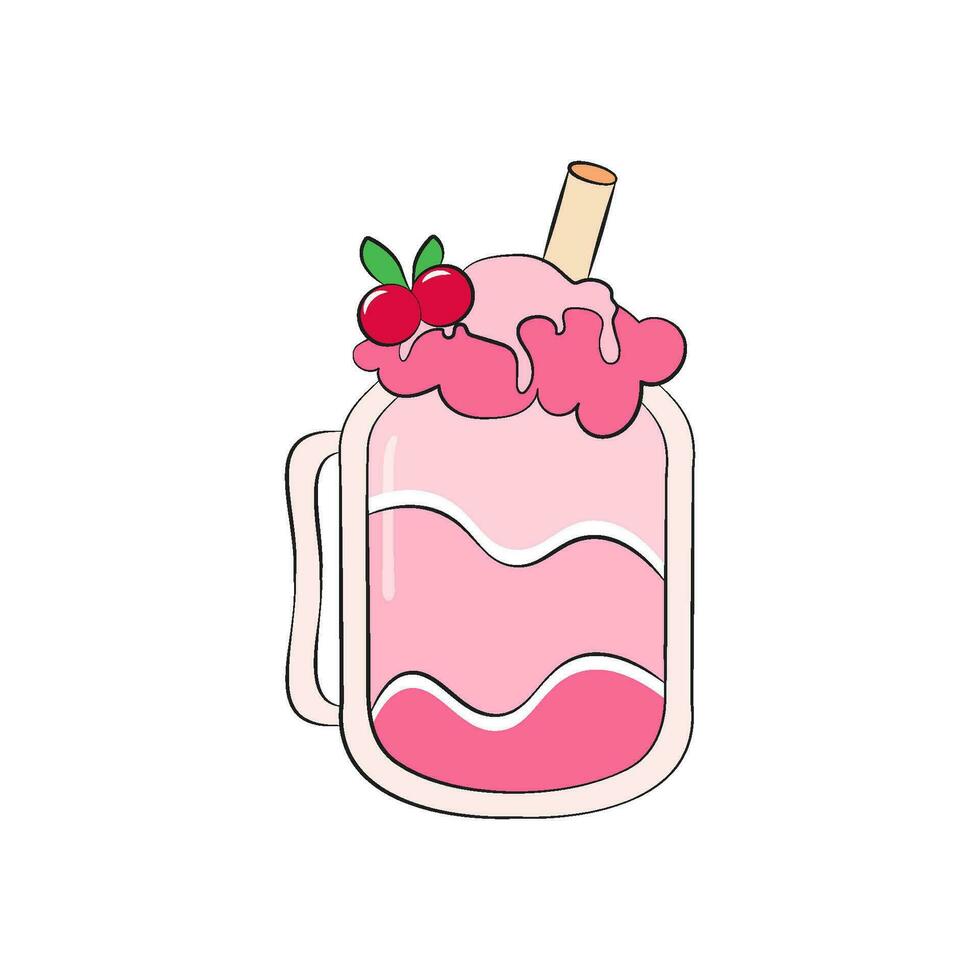 milkshake vetor ilustração. desenho animado isolado vidro copo com leite beber