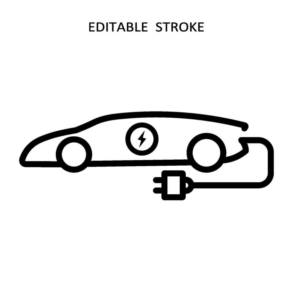 elétrico carro ícone. híbrido veículo pictograma. linha elétrico carro vetor