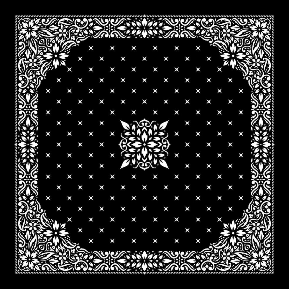 bandana simples decorada com linhas de ornamentos geométricos brancos que podem ser aplicados em tecidos de várias cores vetor