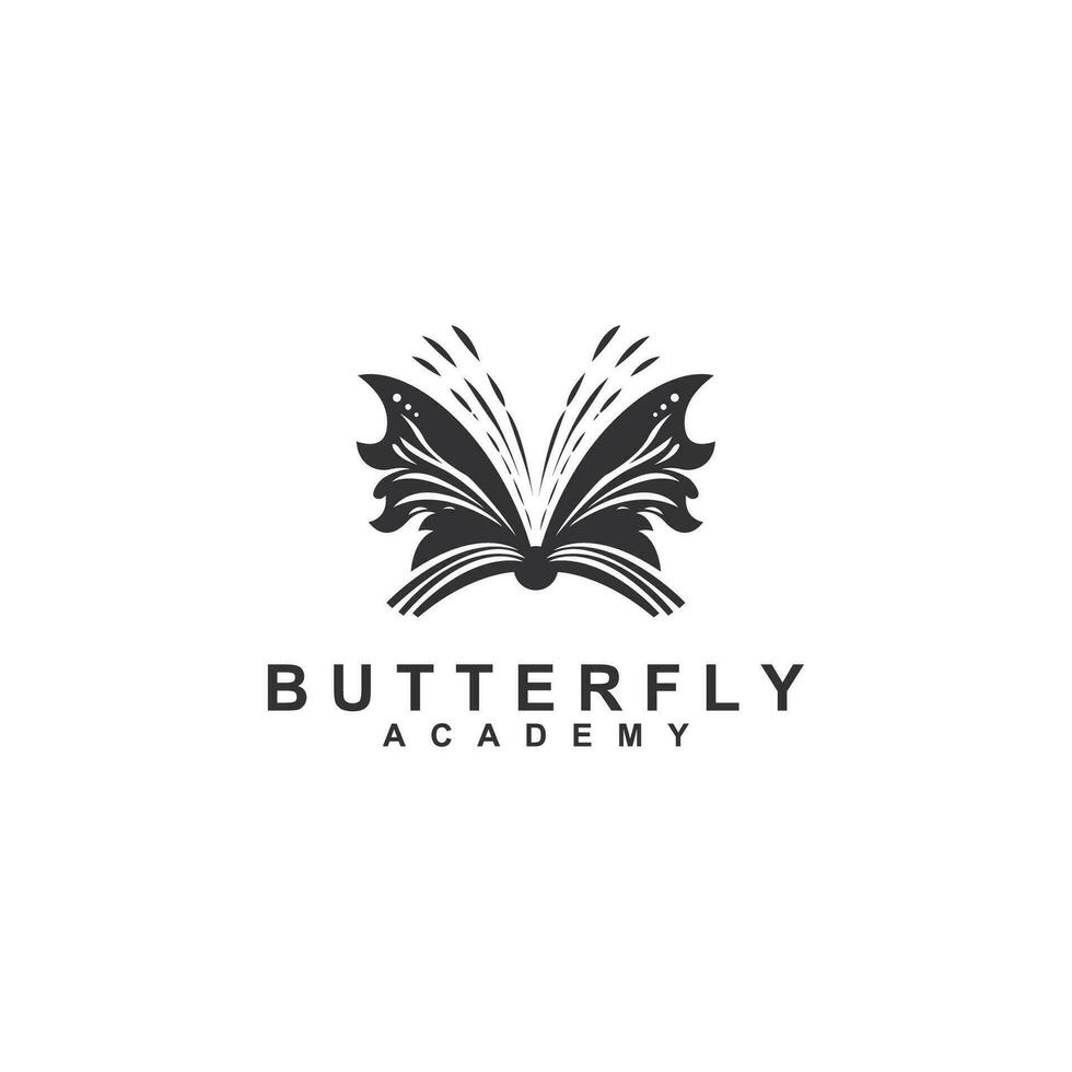 borboleta ícone logotipo Projeto modelo. monocromático combinação do borboleta em a aberto livro logotipo vetor ilustração