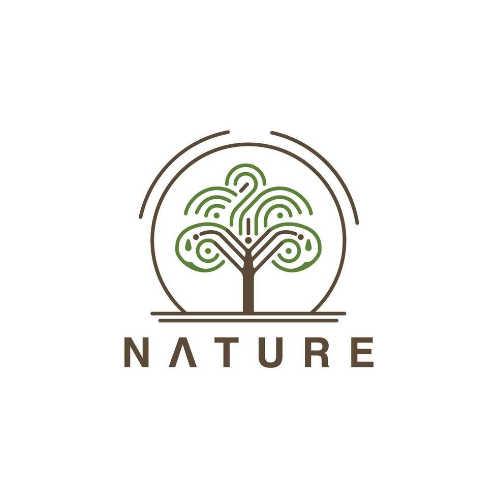 árvore ícone logotipo Projeto modelo. jardim plantar natural vetor ilustração