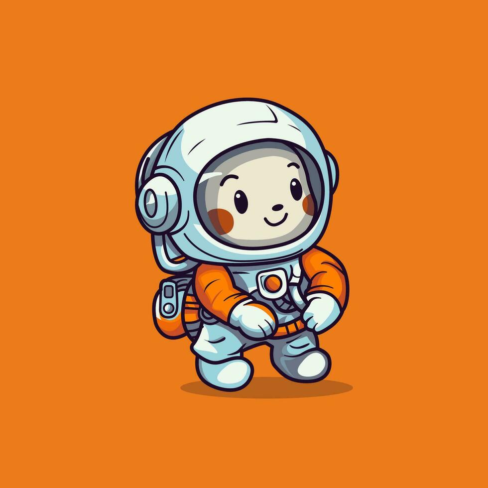 uma comovente 2d desenho animado astronauta mascote, plano desenho animado estilo, vetor ilustração