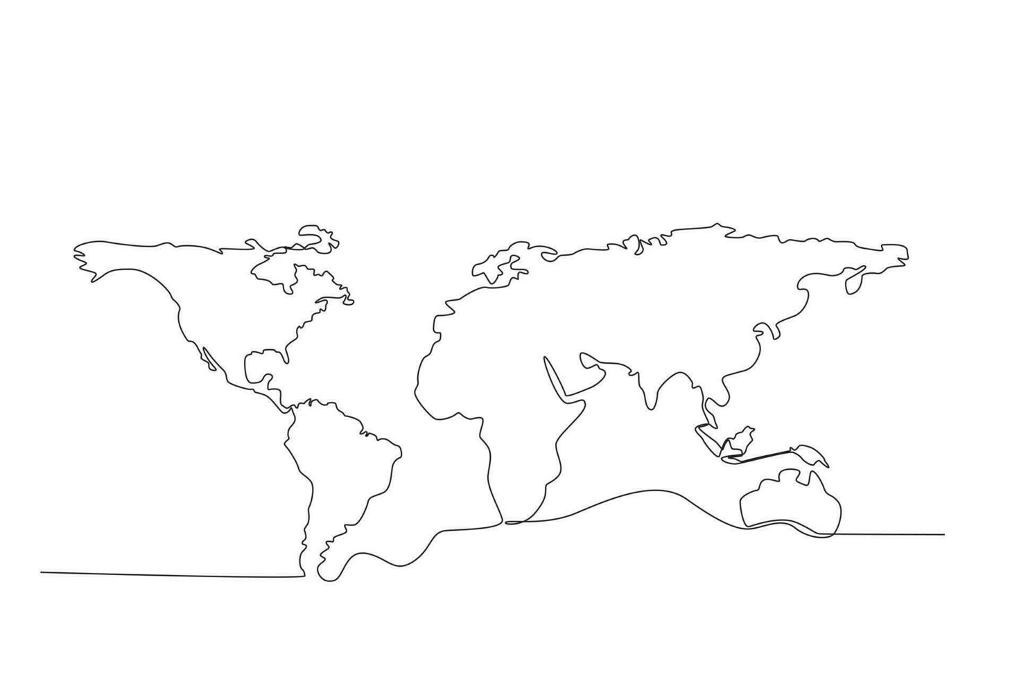 mapa mundo. mundialmente. contínuo 1 linha desenhando do mundo Atlas minimalista vetor ilustração Projeto. simples linha moderno gráfico estilo. mão desenhado gráfico conceito para Educação