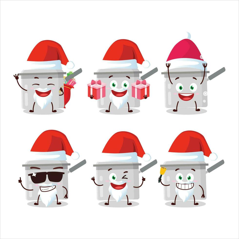 santa claus emoticons com molho panela desenho animado personagem vetor