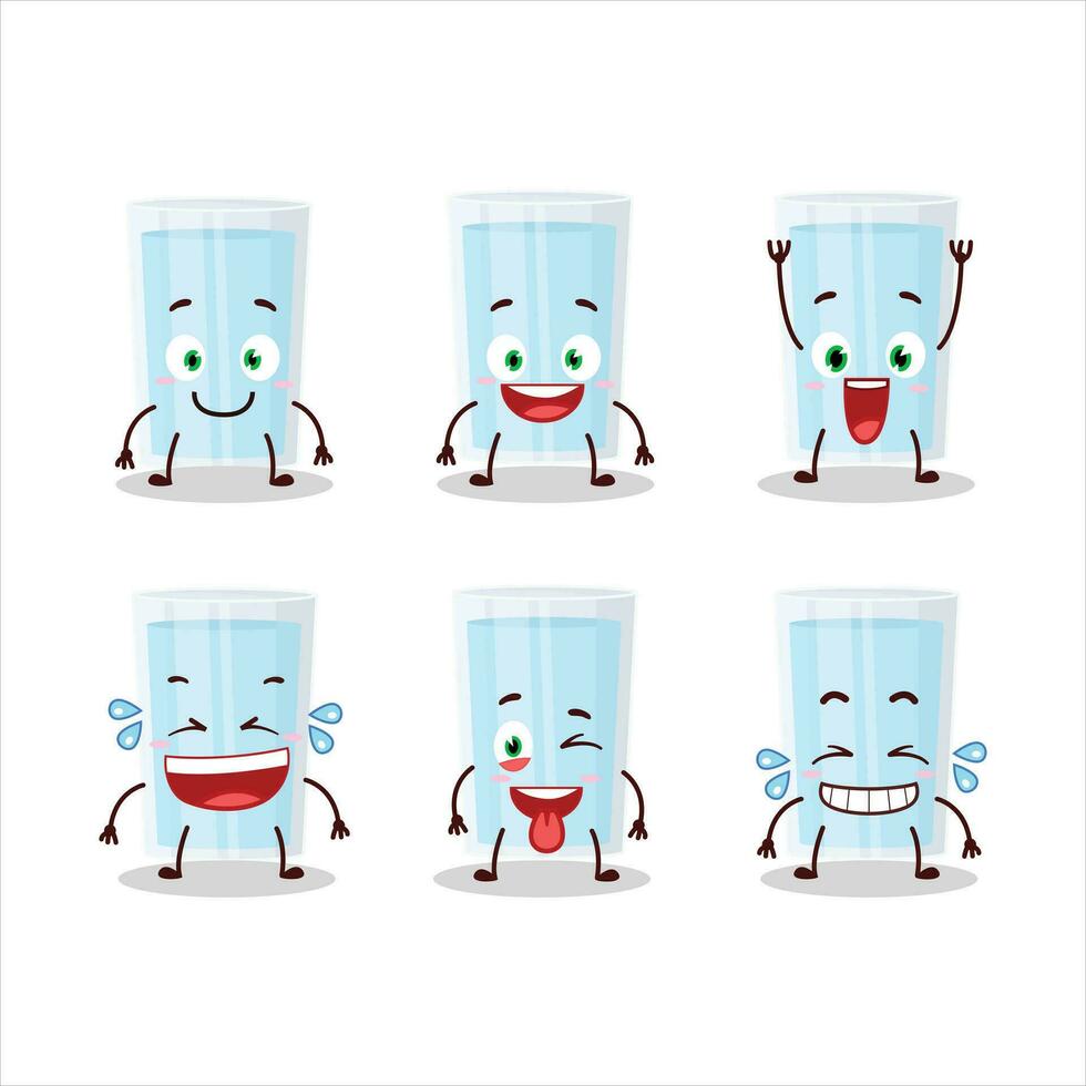 desenho animado personagem do vidro do água com sorrir expressão vetor