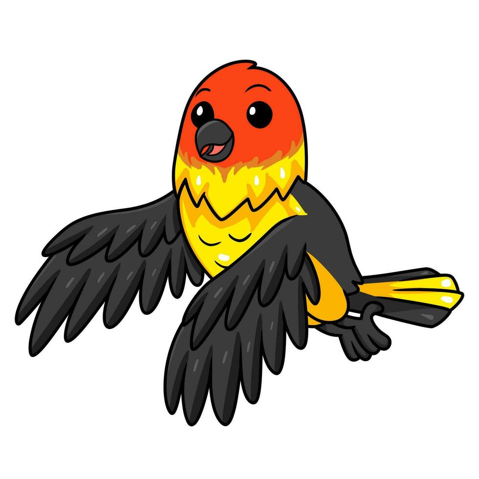 fofa ocidental tanager pássaro desenho animado vôo vetor