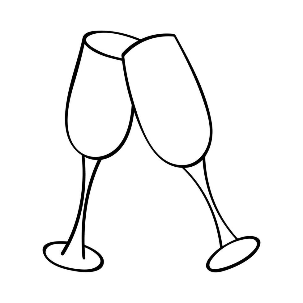 mão desenhado champanhe vidro ilustração. vinho beber clipart dentro rabisco estilo. solteiro elemento para Projeto vetor
