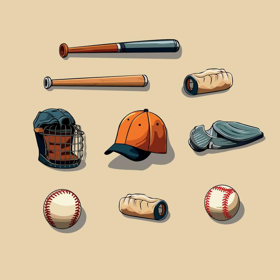 beisebol equipamento conjunto vetor ilustração