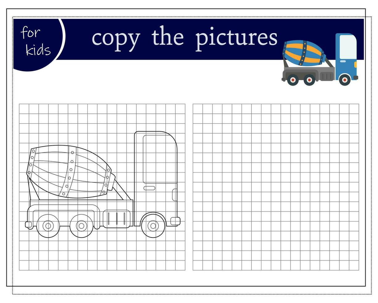 cópia de uma foto, a educacional jogos para crianças, uma desenho animado carro, uma conversível. vetor ilustração em uma branco fundo