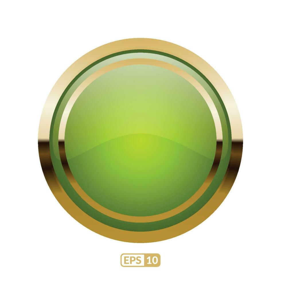 verde luxo círculo lustroso botão e rótulos. vetor