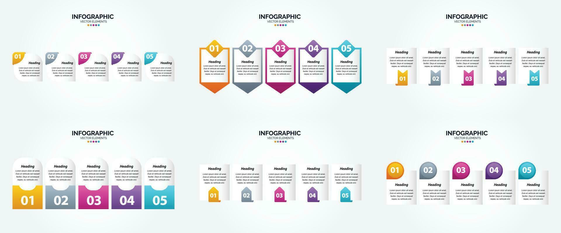 conjunto de design plano de infográficos de ilustração vetorial para folheto publicitário e revista vetor