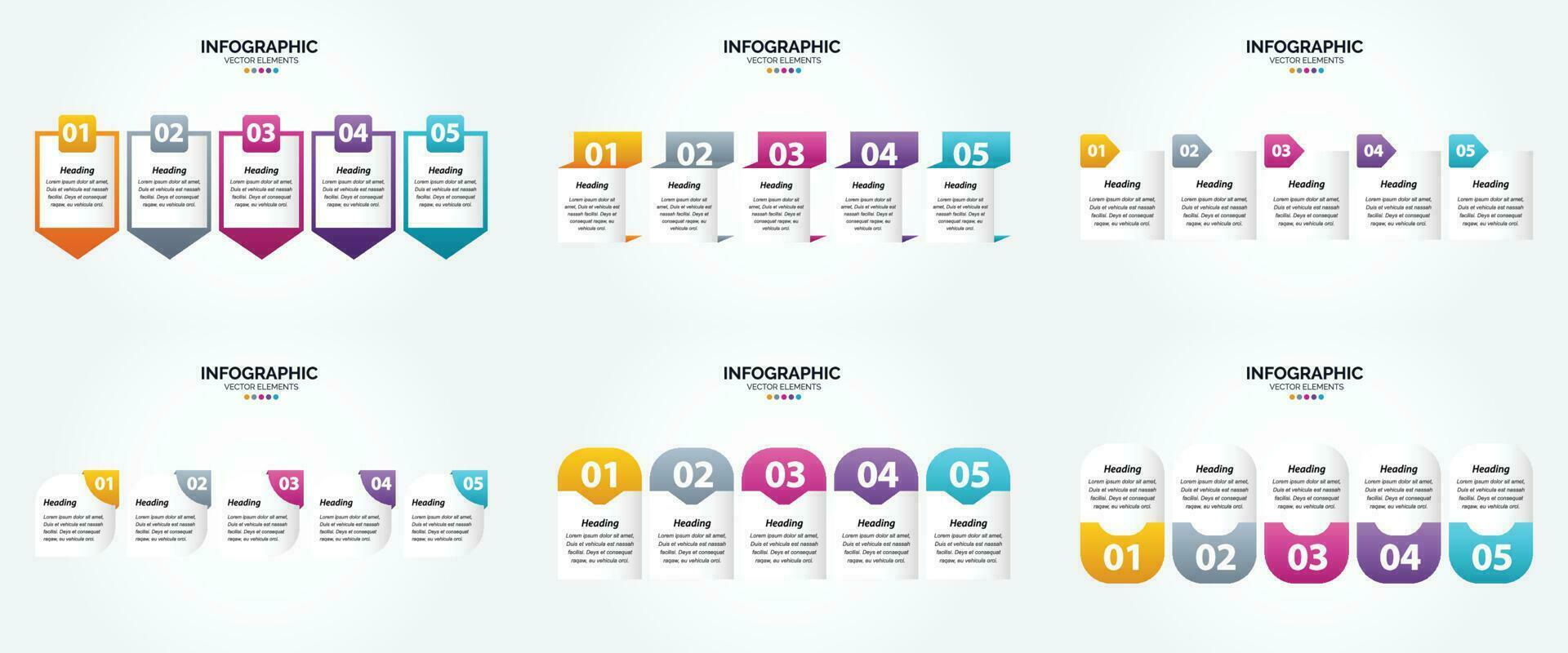 conjunto de design plano de infográficos de ilustração vetorial para folheto publicitário e revista vetor