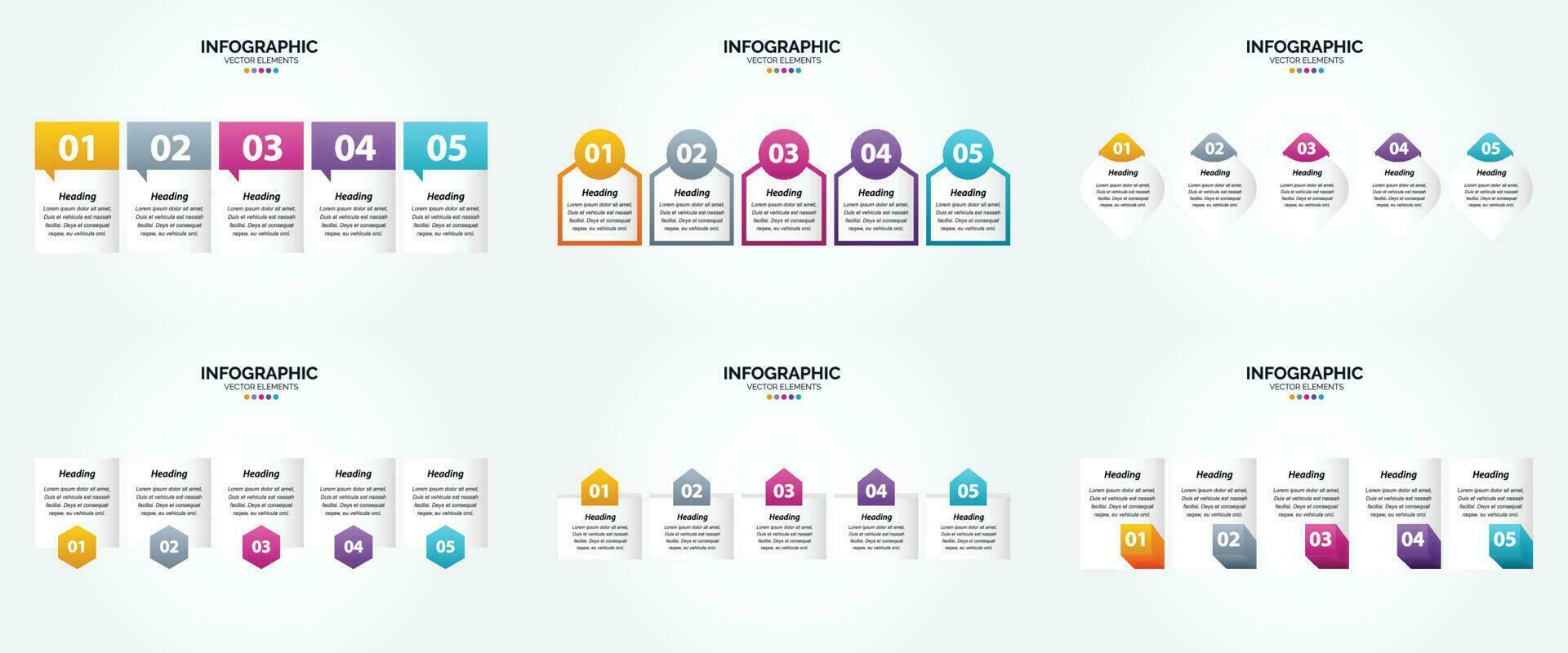 conjunto de design plano de infográficos de ilustração vetorial para folheto publicitário e revista vetor