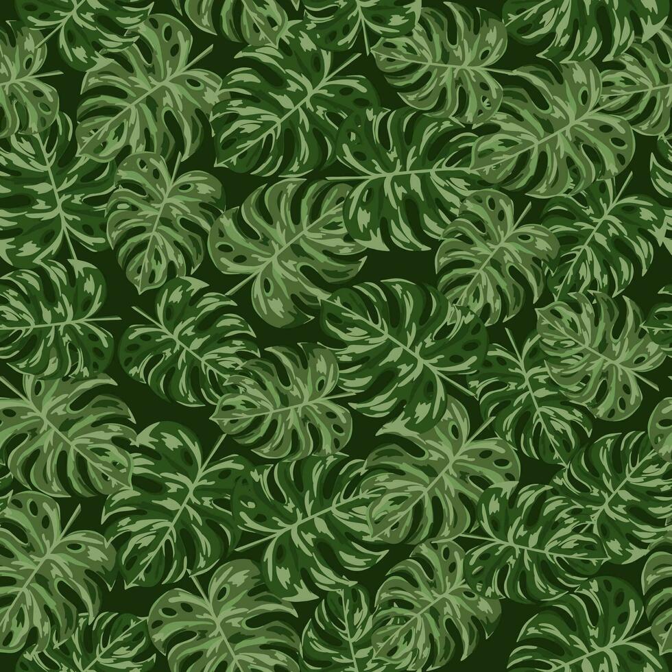 desatado camuflar tropical padronizar com tropical plantas. exótico camo fundo com monstera folhas. vetor