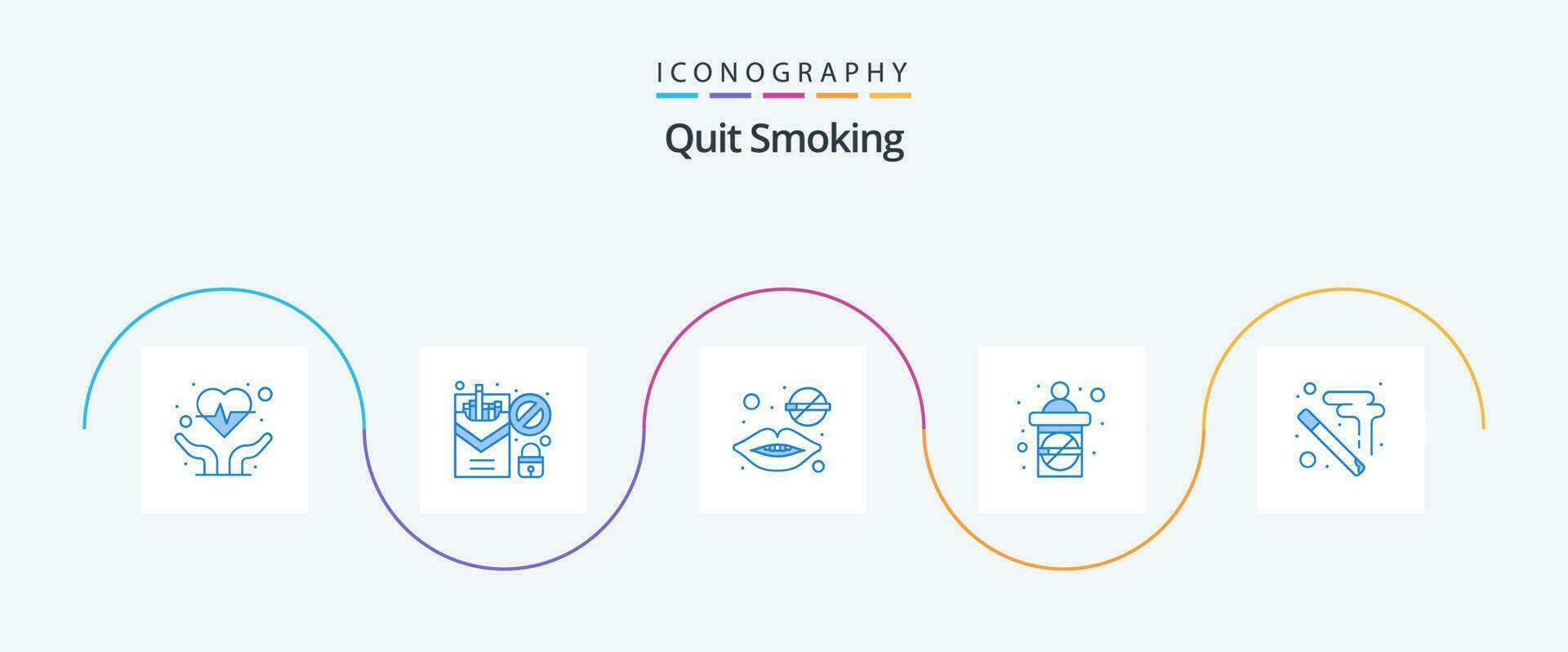 Sair fumar azul 5 ícone pacote Incluindo fumar. não. dentista. assistência médica. mulheres vetor