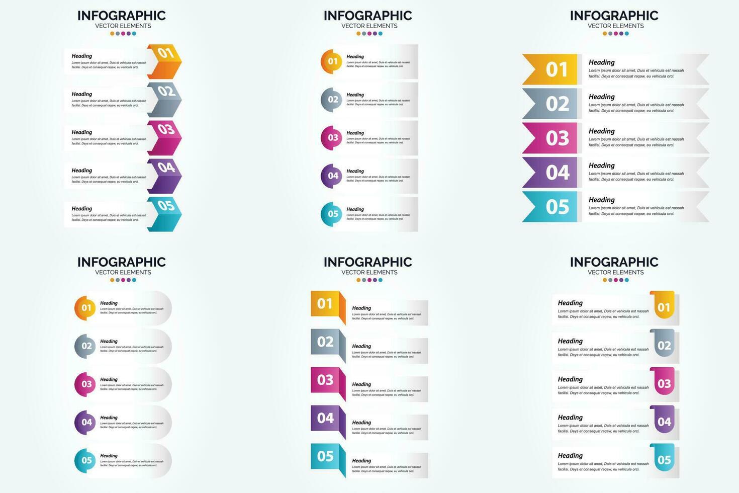 conjunto de design plano de infográficos de ilustração vetorial para folheto publicitário e revista vetor