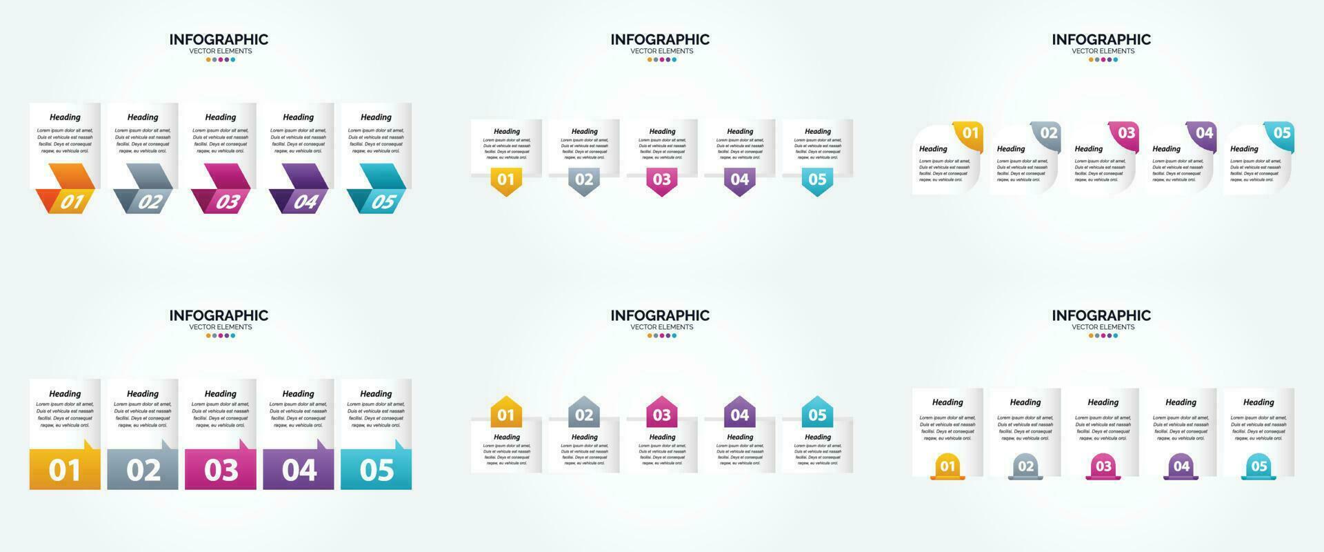 conjunto de design plano de infográficos de ilustração vetorial para folheto publicitário e revista vetor