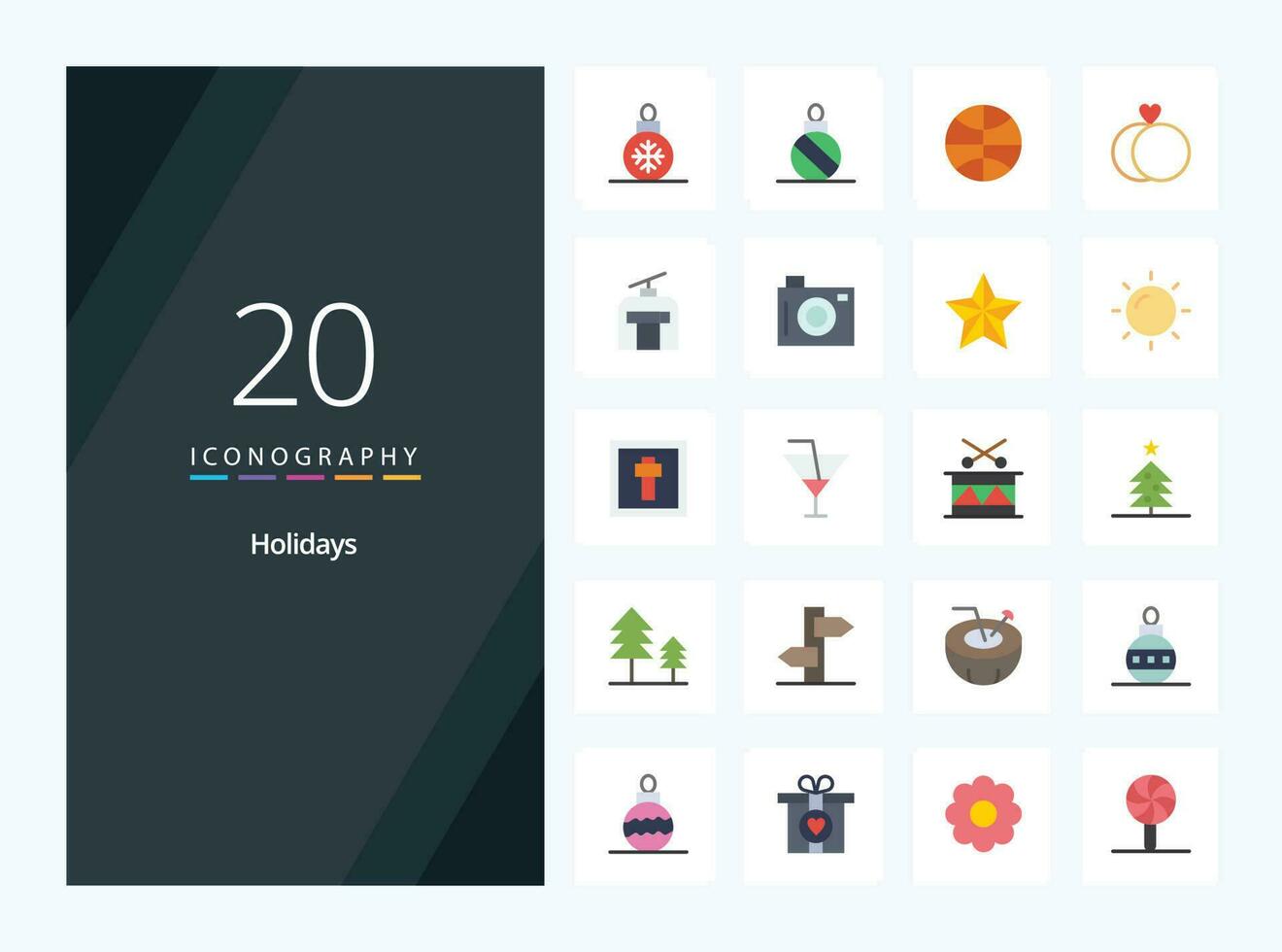 ícone de cor plana de 20 feriados para apresentação vetor