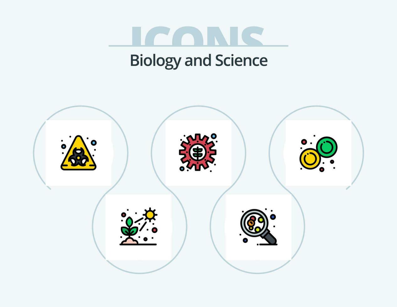 biologia linha preenchidas ícone pacote 5 ícone Projeto. plantar. livro. biologia. homeopatia. ervas farmacia vetor