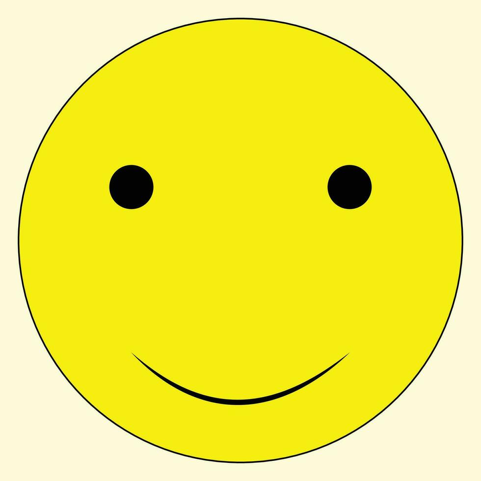 uma simples sorridente face, amarelo e Preto circular face, adequado para social meios de comunicação Postagens e sinais e Tag e bandeiras, adequado para ícone e símbolo e crianças aniversário cartões, mínimo desenhando estilo vetor