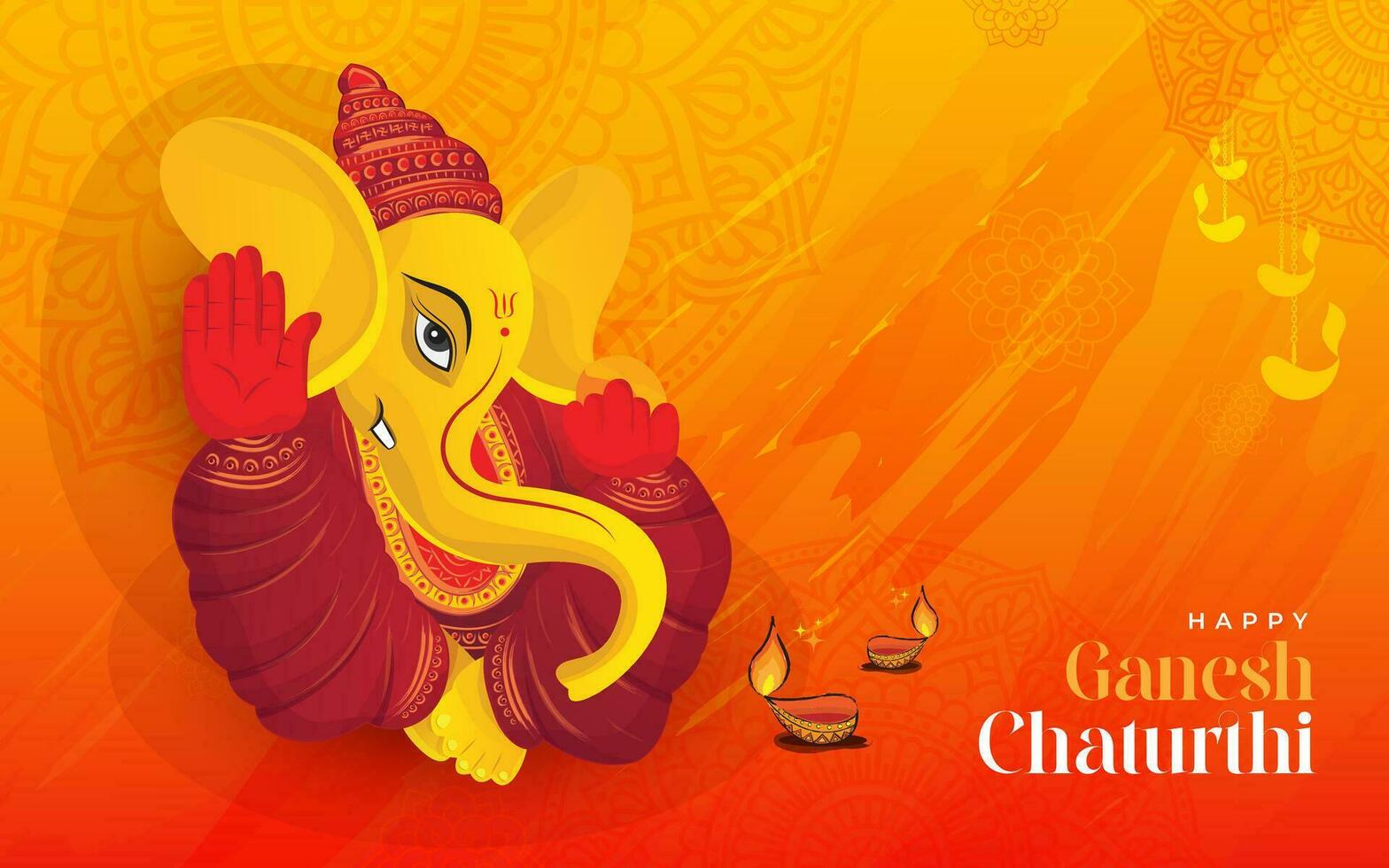 feliz ganesh chaturthi festival cumprimento fundo modelo vetor ilustração