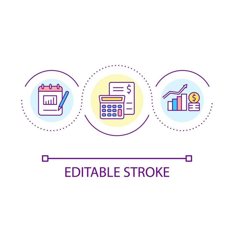 financeiro estratégia ciclo conceito ícone. impulso renda crescimento. melhorar receita. finança gestão abstrato idéia fino linha ilustração. isolado esboço desenho. editável acariciado vetor