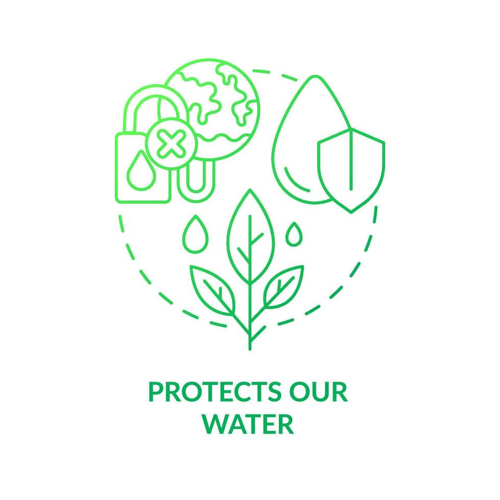 protege nosso água verde gradiente conceito ícone. água fresca conservação. regenerativo Comida abstrato idéia fino linha ilustração. isolado esboço desenhando vetor