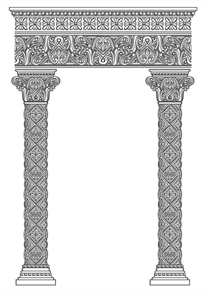 ornamental esculpido arco vetor