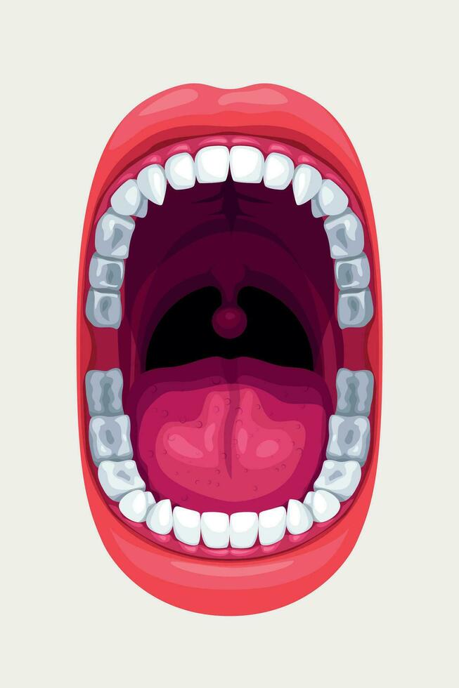 humano boca com suave dentes em branco vetor