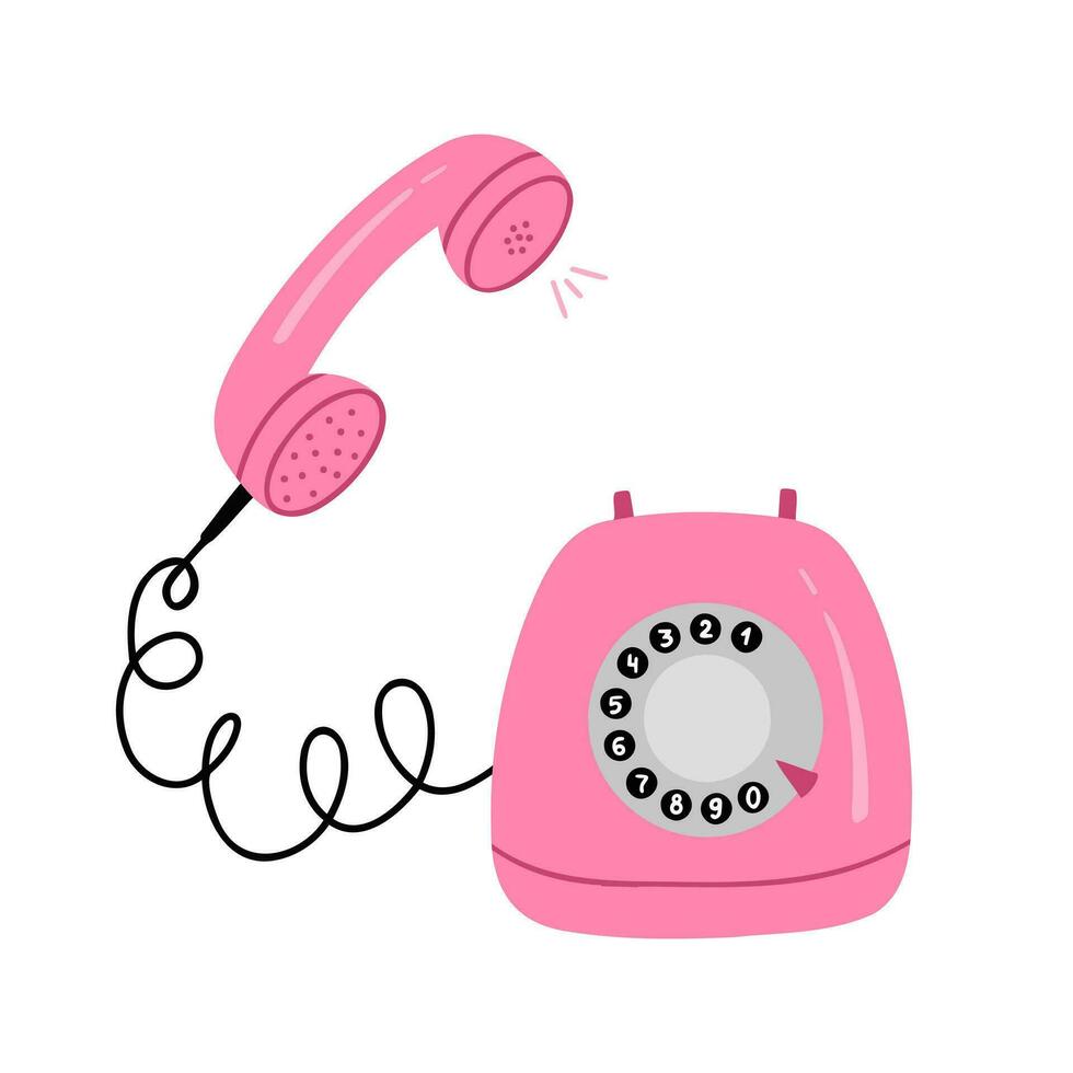 retro Telefone, clássico telefone. ilustração para impressão, fundos, cobre e embalagem. imagem pode estar usava para cumprimento cartões, cartazes, adesivos e têxtil. isolado em branco fundo. vetor