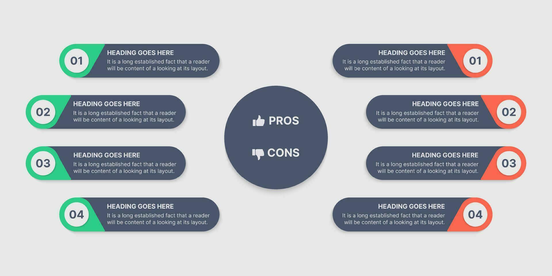 prós e contras, Faz e não, vs versus comparação infográfico modelo Projeto vetor