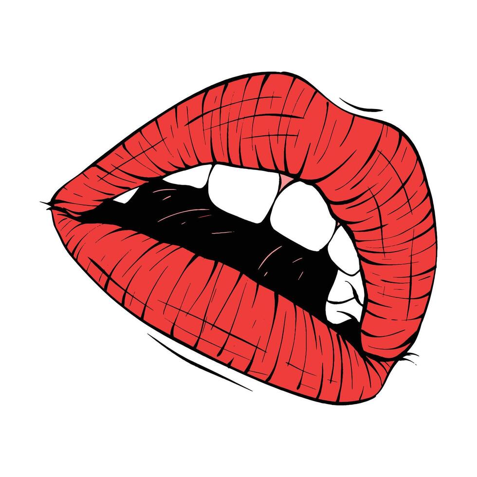 vetor vermelho fêmea lábios esboço