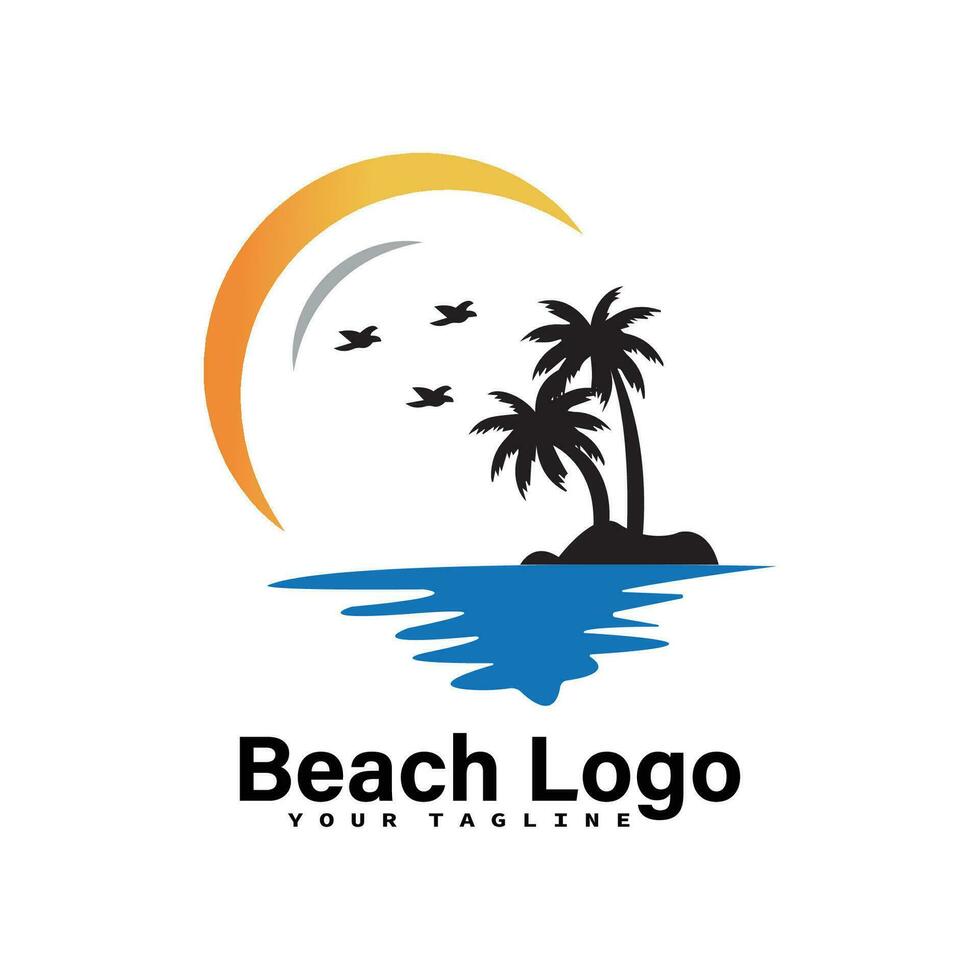 modelo de vetor de design de logotipo de praia