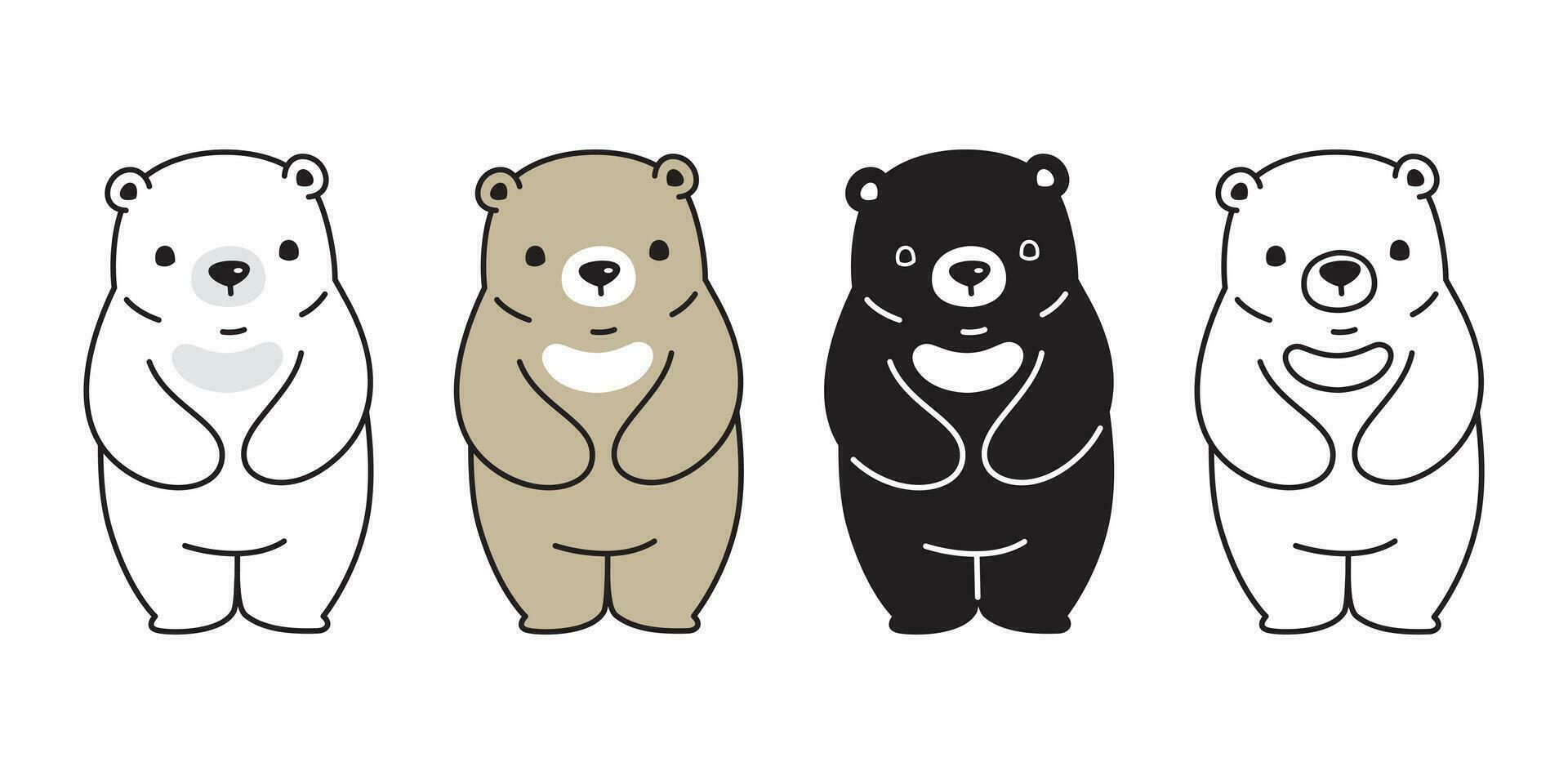 Urso vetor polar Urso ícone personagem desenho animado logotipo ilustração Urso de pelúcia rabisco