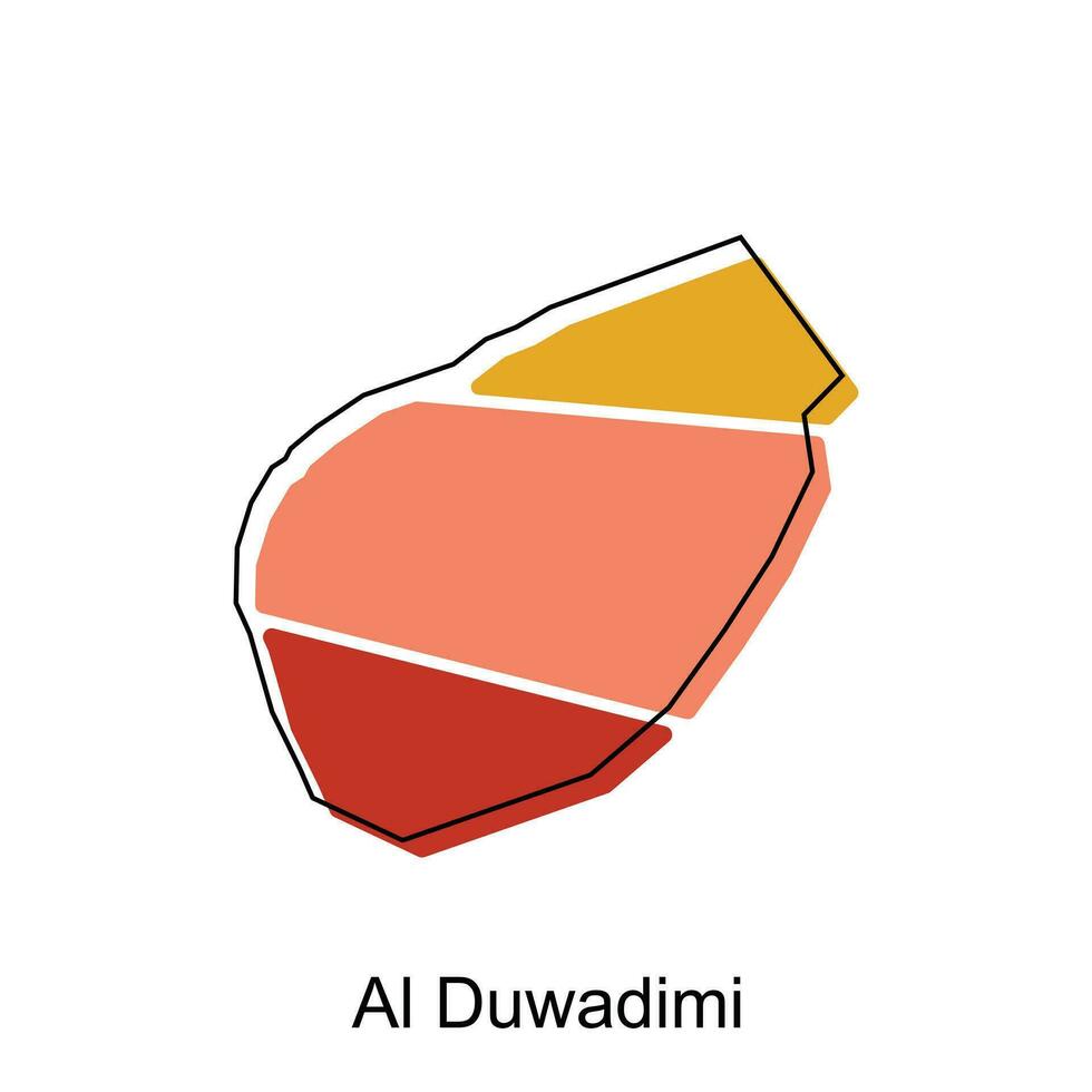 mapa do al duwadimi colorida moderno vetor Projeto modelo, nacional fronteiras e importante cidades ilustração