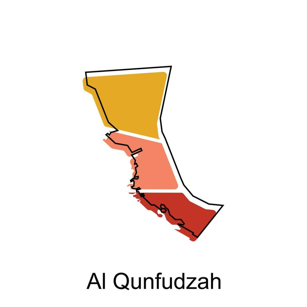 mapa do al qunfudzá colorida moderno vetor Projeto modelo, nacional fronteiras e importante cidades ilustração