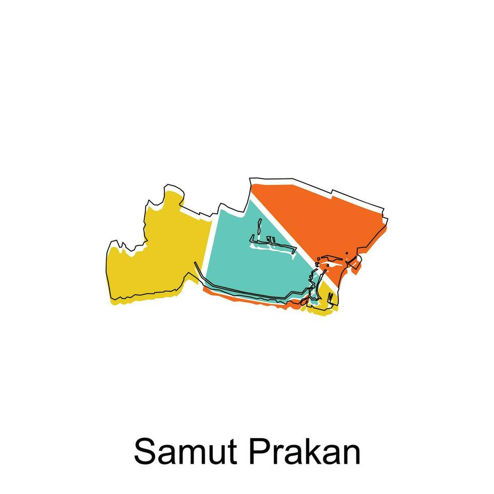vetor mapa do samut prakan moderno contorno, Alto detalhado vetor ilustração vetor Projeto modelo, adequado para seu companhia