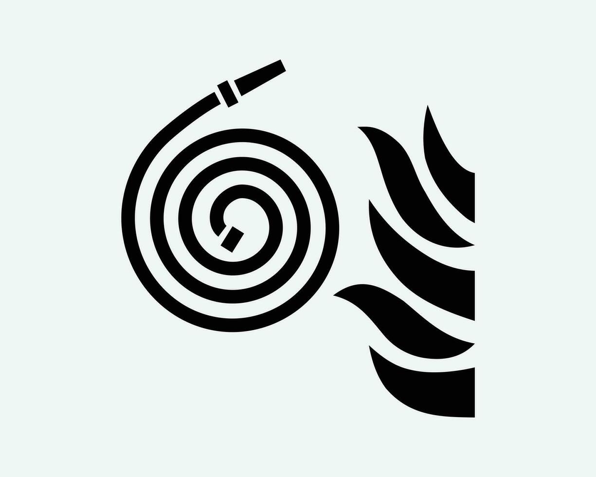fogo mangueira bobina extintor chama supressão equipamento Preto branco silhueta placa símbolo ícone clipart gráfico obra de arte pictograma ilustração vetor