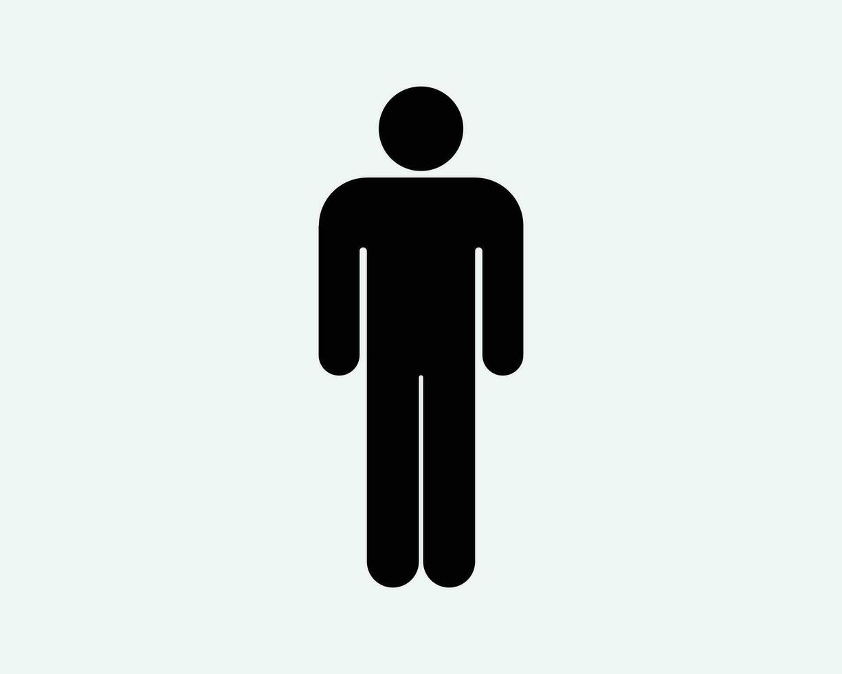 bastão figura pessoa ícone. homem masculino Garoto humano ficar de pé pose personagem banheiro banheiro placa símbolo Preto obra de arte gráfico ilustração clipart eps vetor