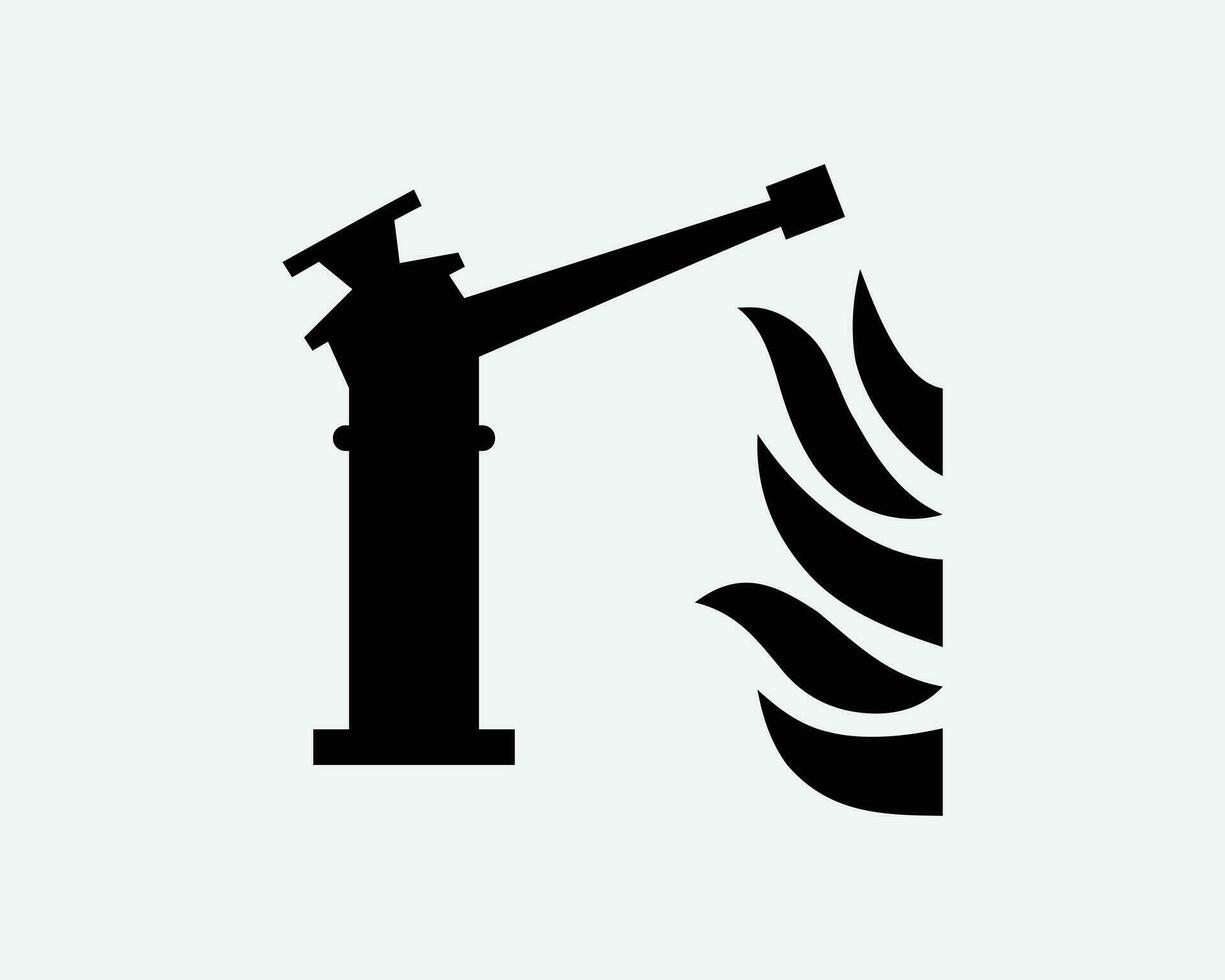 fogo monitor extintor combate a incêndios equipamento Hidrante Preto branco silhueta placa símbolo ícone clipart gráfico obra de arte pictograma ilustração vetor