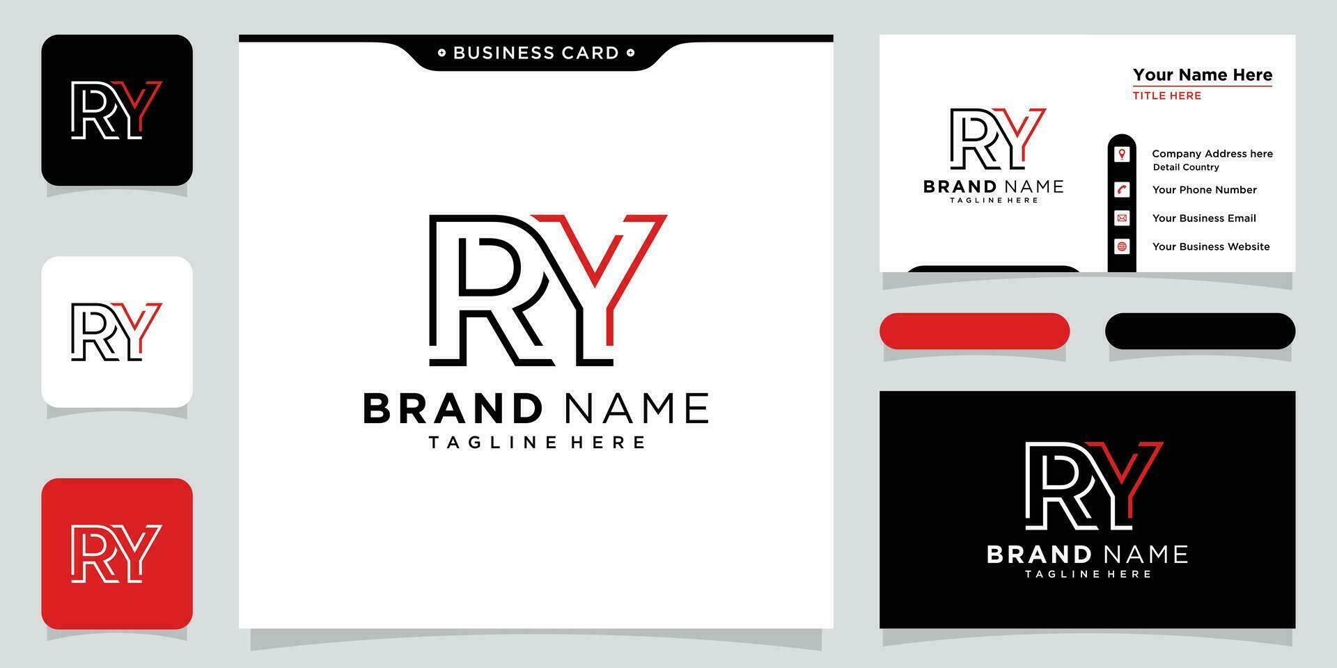 inicial carta ry logotipo Projeto modelo vetor