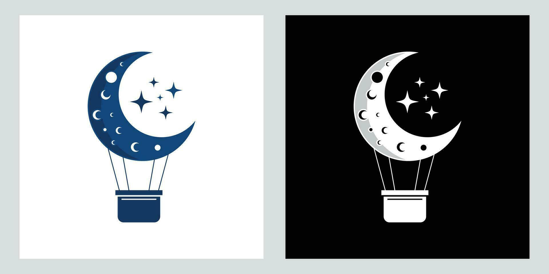 elegante crescente lua e Estrela logotipo Projeto lua ícone vetor