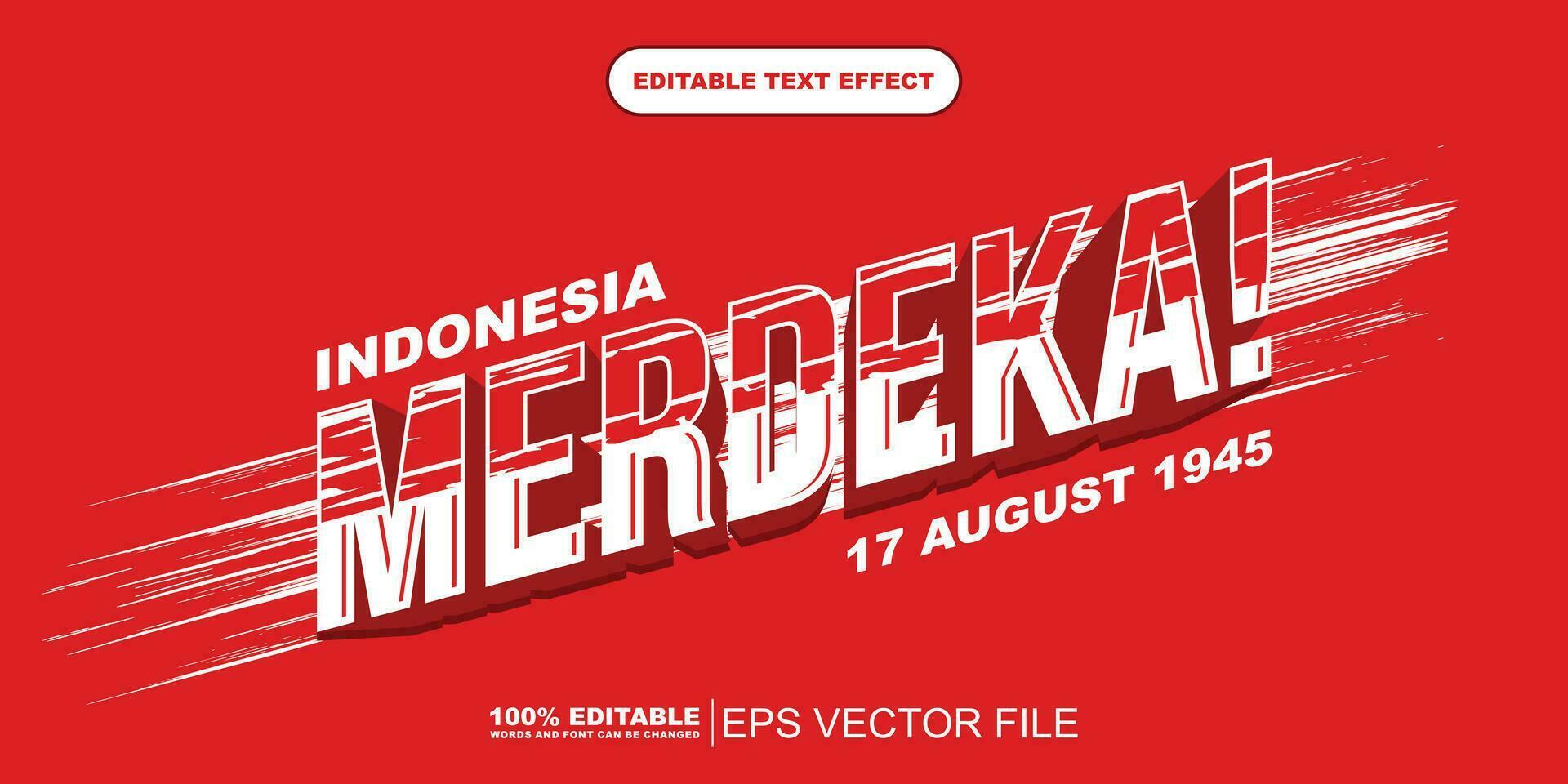 3d Indonésia merdeka texto efeito modelo vetor