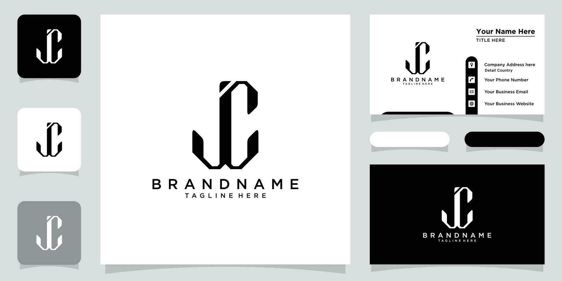 inicial cartas jc forma monograma com o negócio cartão Projeto Prêmio vetor