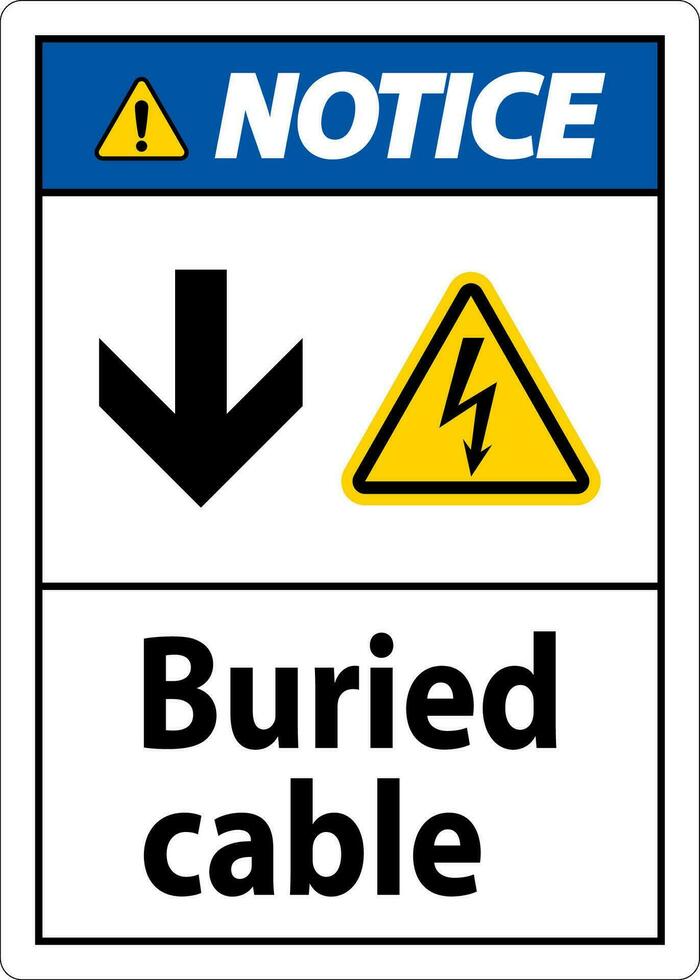 aviso prévio placa enterrado cabo com baixa seta e elétrico choque símbolo vetor